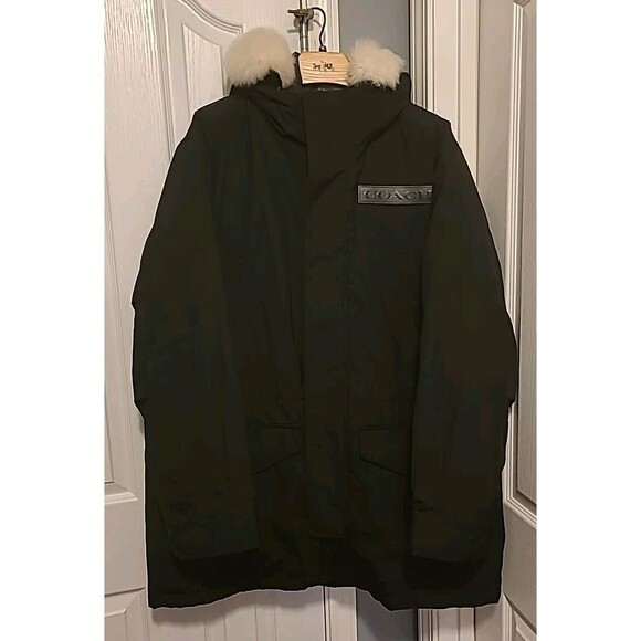 Coach 3 In 1 Men's Size X-Large Black Shearling Hooded Duck Down Parka CB587 New